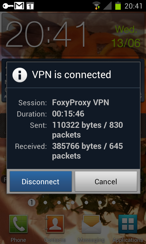 Step 10 of 10: You can see the VPN connection statistics. Tap "Disconnect" when you want to interrupt the VPN conneciton.