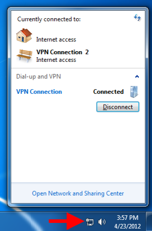 Step 15 of 15: Click on 'Network' icon in the tray, select the VPN connection and press 'Disconnect' button to cut off the VPN connection