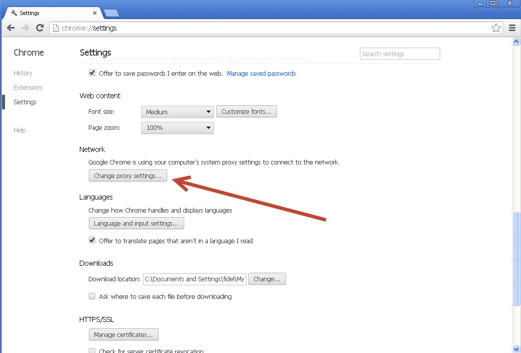 How to manually change your Proxy settings in Google Chrome