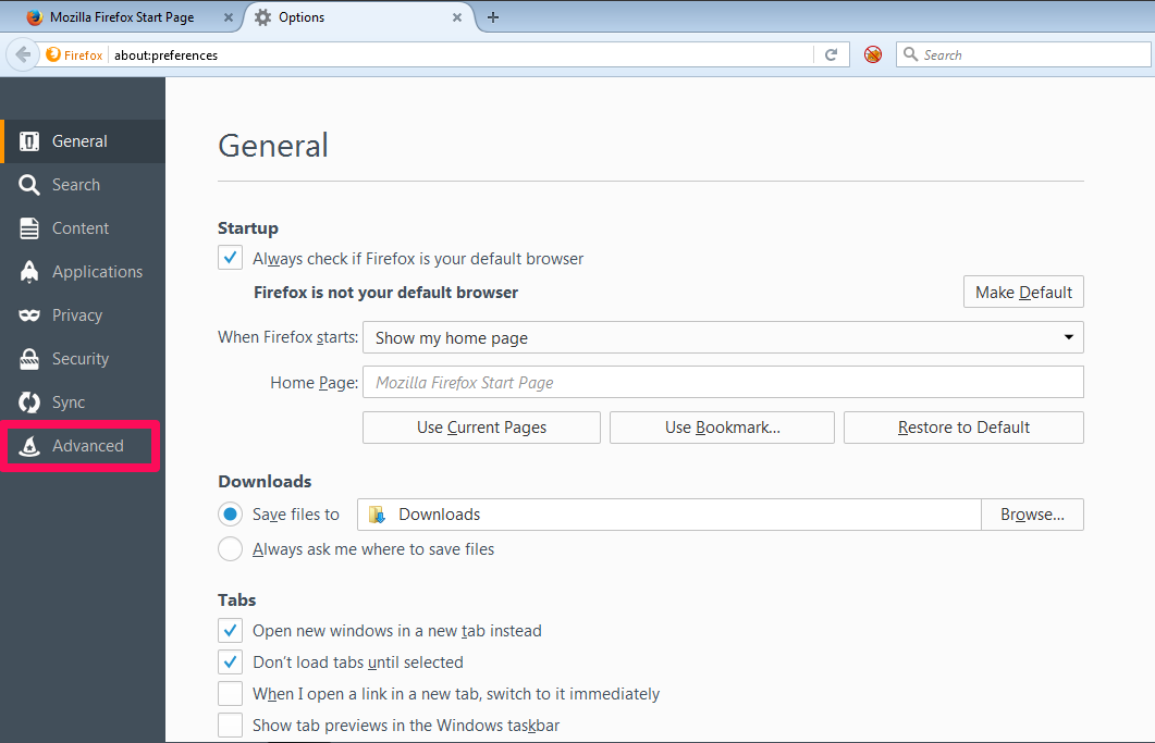 mozilla firefox extensions setting